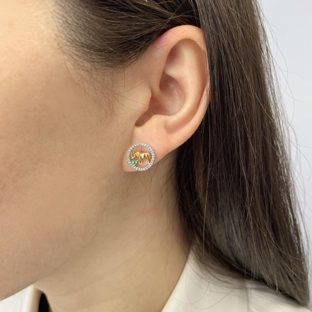 Купить оптом пусеты из серебра с изумрудами и фианитами 2350011940л от Krasnoe