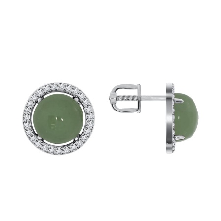 Купить оптом пусеты из серебра с синтетическими авантюринами и фианитами 2340362055-6 от Krasnoe