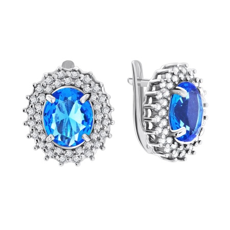 Купить оптом серьги из серебра с кварцем и фианитами 2340180150л-7 от Krasnoe