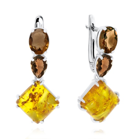 Купить оптом серьги из серебра с янтарём и топазами 2340481141-42 от Krasnoe