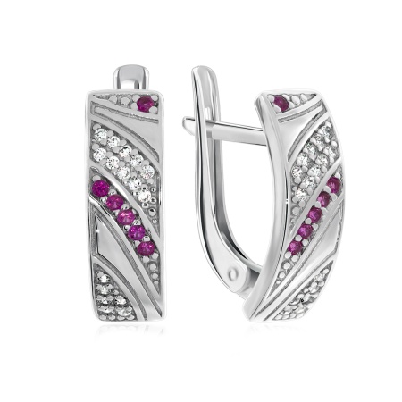 Купить оптом серьги из серебра с нанорубинами и фианитами 2340880250л-37 от Krasnoe