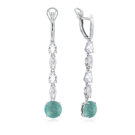Купить оптом серьги из серебра с амазонитами и фианитами 2340371205-1 от Krasnoe