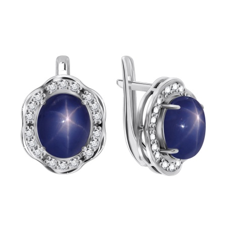 Купить оптом серьги из серебра с сапфир звездчатыйами и фианитами 2340940141-8 от Krasnoe