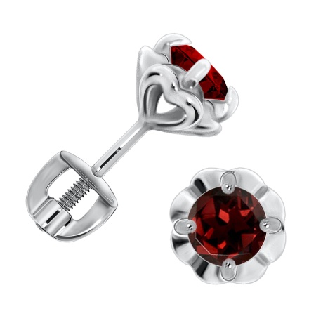 Купить оптом пусеты из серебра с гранатами П340150745 от Krasnoe