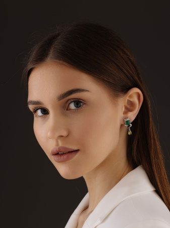 Купить оптом серьги из серебра с агатами, ситаллами и фианитами 2340392662л-60 от Krasnoe