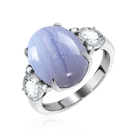 Купить оптом кольцо из серебра с агатом и фианитами 1340390936-84 от Krasnoe