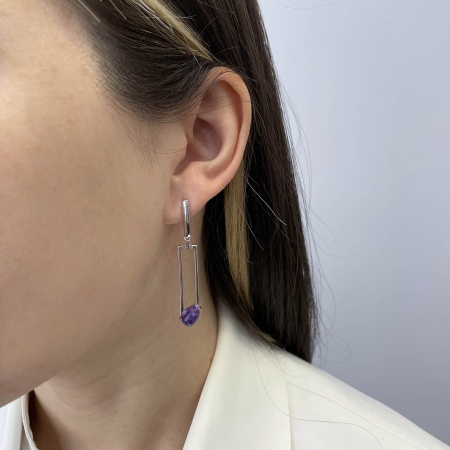 Купить оптом серьги из серебра с чароитами 2340461516 от Krasnoe