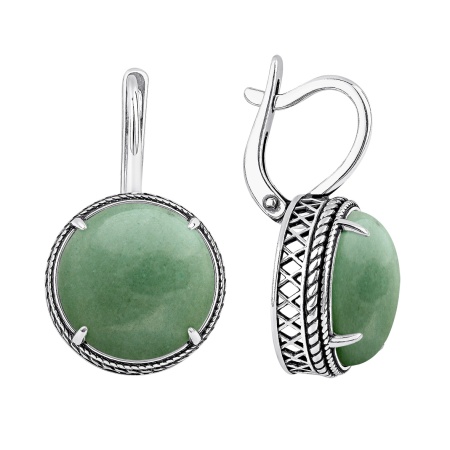 Купить оптом серьги из серебра с авантюринами 2310365179-1 от Krasnoe