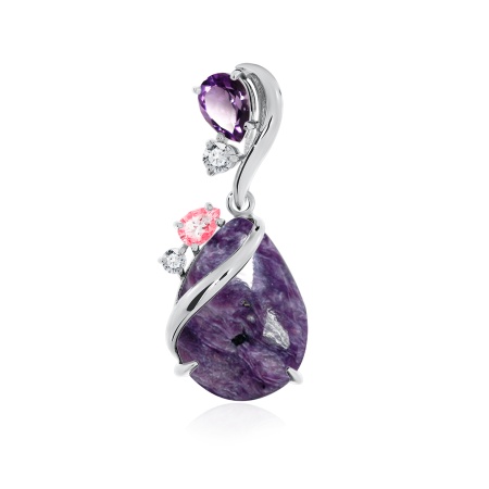 Купить оптом подвеска из серебра с чароитом и фианитами 3340460876-33 от Krasnoe