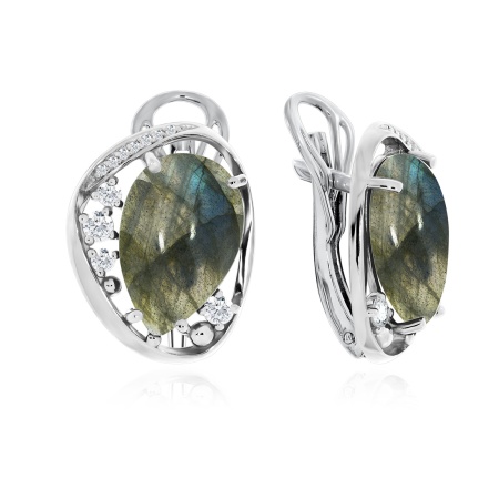 Купить оптом серьги из серебра с лабрадоритами и фианитами 2340Л01171 от Krasnoe