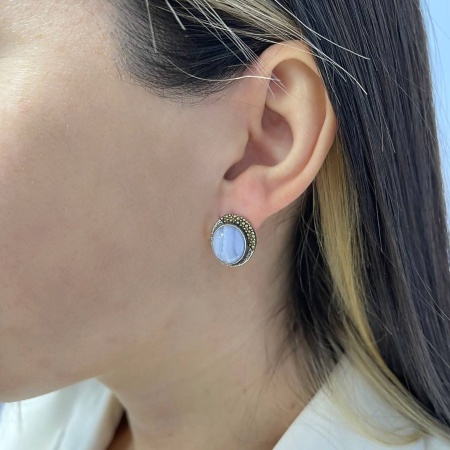 Купить оптом серьги из серебра с агатами 2317392399-84 от Krasnoe