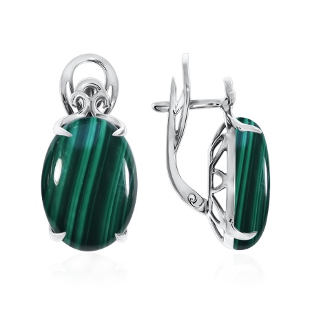 Купить оптом серьги из серебра с малахитами 2340380112 от Krasnoe