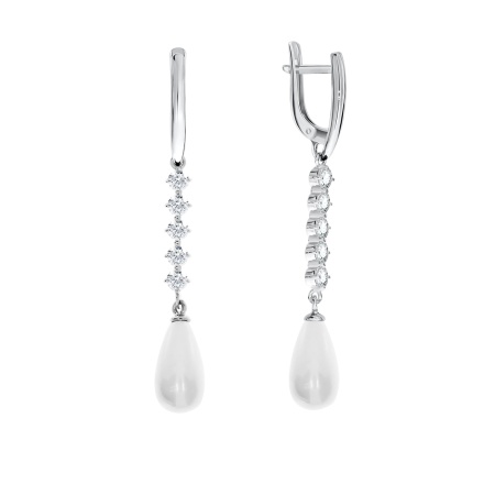 Купить оптом серьги из серебра с жемчугами и фианитами 2340240777 от Krasnoe