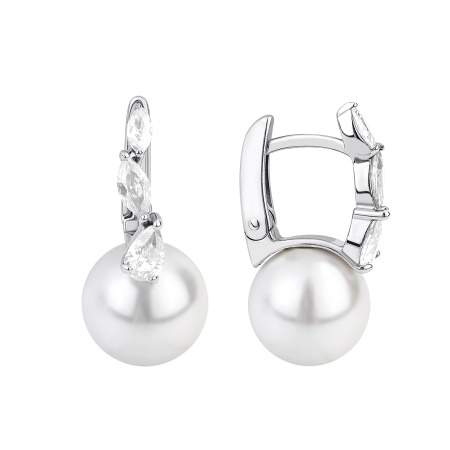 Купить оптом серьги из серебра с жемчугами и фианитами 2340241578 от Krasnoe