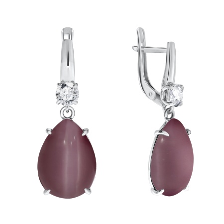 Купить оптом серьги из серебра с фианитами и кошачий глазами 2340260502-33 от Krasnoe