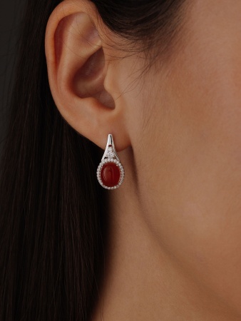 Купить оптом серьги из серебра с агатами и фианитами 2340390182л-32 от Krasnoe