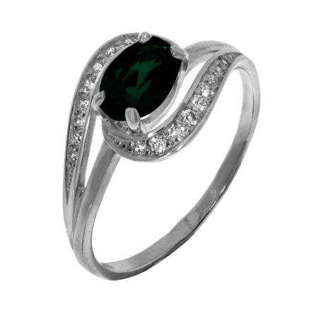 Купить оптом кольцо из серебра с изумрудом и фианитами 3987004406-6 от Krasnoe