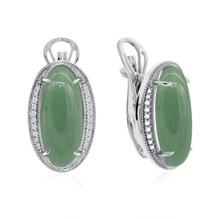 Купить оптом серьги из серебра с нефритами и фианитами 2340350938л от Krasnoe