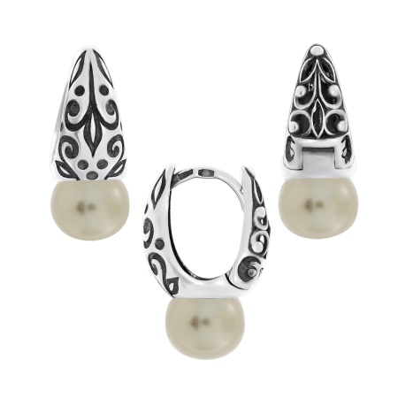 Купить оптом серьги из серебра с жемчугами 2310240864-2-21 от Krasnoe