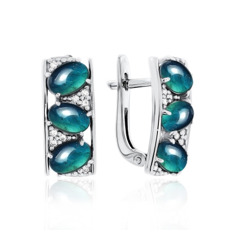 Купить оптом серьги из серебра с ситаллами и фианитами 2340882909-77 от Krasnoe