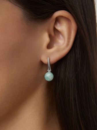 Купить оптом серьги из серебра с амазонитами и фианитами 2340371965л от Krasnoe