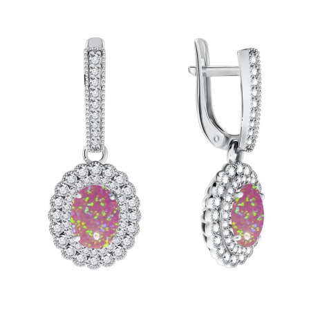 Купить оптом серьги из серебра с опалами и фианитами 2340250184л-30 от Krasnoe