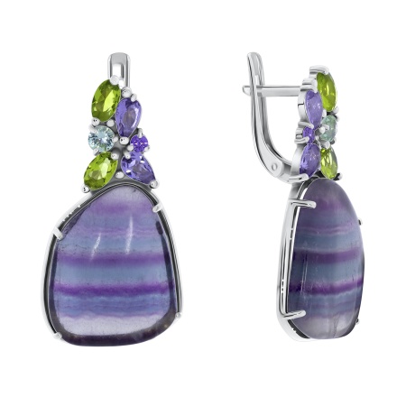 Купить оптом серьги из серебра с фианитами, флюоритами, стеклоами и кристалл ювелирныйами 2340574283 от Krasnoe