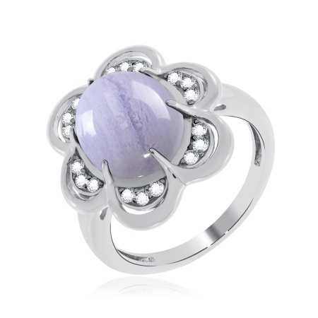 Купить оптом кольцо из серебра с агатом и фианитами 1348391882л-84 от Krasnoe