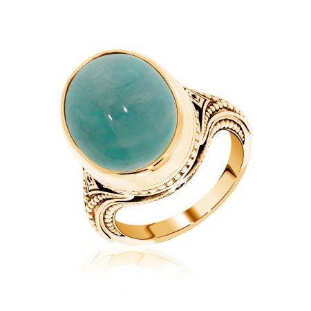 Купить оптом кольцо из серебра с амазонитом и фианитами 1320370967 от Krasnoe