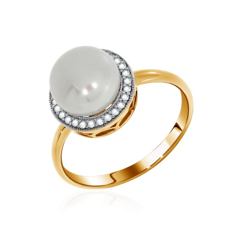 Купить оптом кольцо из серебра с жемчугом и фианитами 1329050806л от Krasnoe