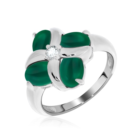 Купить оптом кольцо из серебра с фианитом и агатами 1340392908-60 от Krasnoe