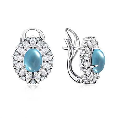 Купить оптом серьги из серебра с топазами и фианитами 2340704314 от Krasnoe