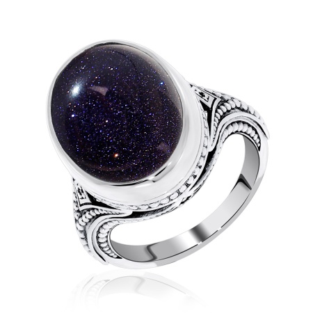 Купить оптом кольцо из серебра с синтетическим авантюрином и фианитами 1310360967-80-1 от Krasnoe