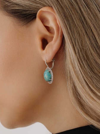 Купить оптом серьги из серебра с бирюзой 2340311999 от Krasnoe