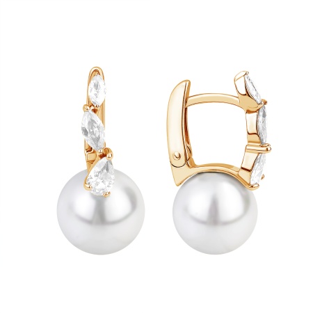 Купить оптом серьги из серебра с жемчугами и фианитами 2320241578 от Krasnoe