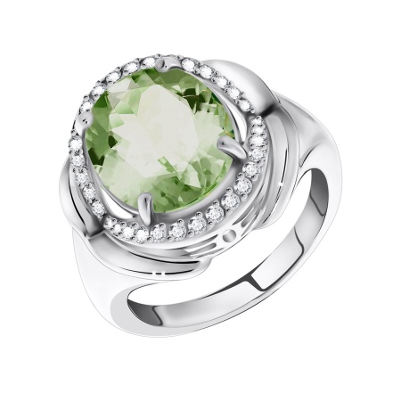 Купить оптом кольцо из серебра с кварцем и фианитами 1340180140-60 от Krasnoe