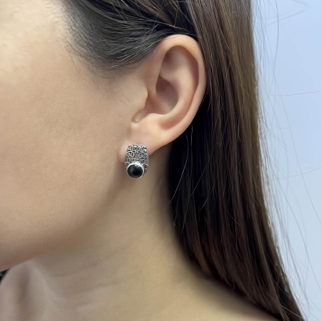 Купить оптом серьги из серебра с обсидианами 2310321366-20 от Krasnoe