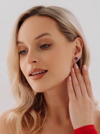 Купить оптом пусеты из серебра с аметистами П340062780 от Krasnoe