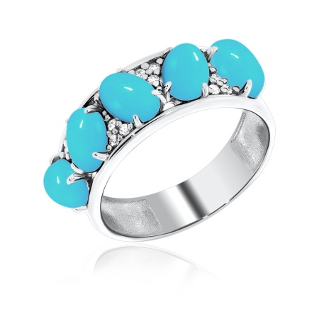 Купить оптом кольцо из серебра с бирюзой и фианитами 1340312909 от Krasnoe