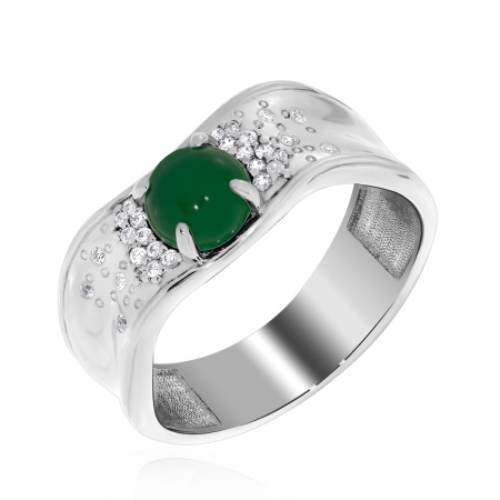 Купить оптом кольцо из серебра с агатом и фианитами 1340392377л-60 от Krasnoe