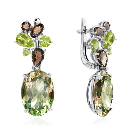 Купить оптом серьги из серебра с кристалл ювелирныйами, ситаллами и фианитами 2340290882-98 от Krasnoe