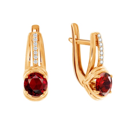 Купить оптом серьги из серебра с гранатами и фианитами 2320820995 от Krasnoe