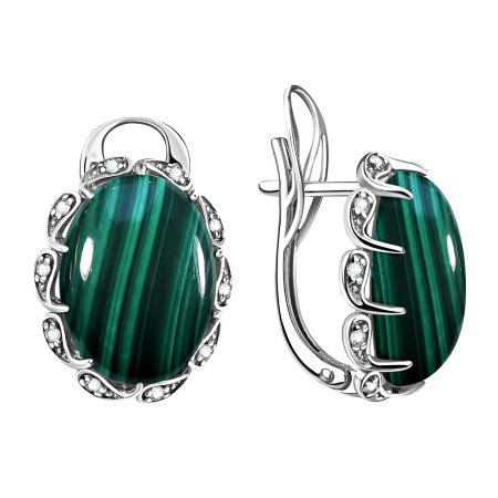 Купить оптом серьги из серебра с малахитами и фианитами 2340385114л от Krasnoe