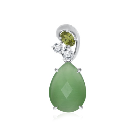 Купить оптом подвеска из серебра с кошачий глазом и фианитами 3340260877-60 от Krasnoe
