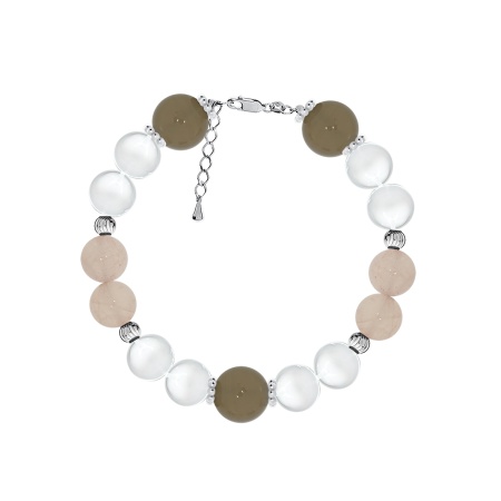 Купить оптом браслет из серебра с агатами, кварцем и хрусталём 4340876259-18-48 от Krasnoe