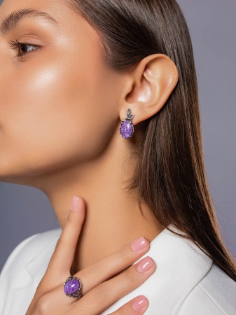 Купить оптом серьги из серебра с чароитами 2310465167 от Krasnoe