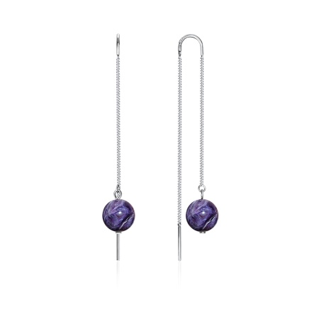 Купить оптом серьги из серебра с чароитами 2340460712-1 от Krasnoe