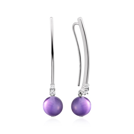 Купить оптом серьги из серебра с аметистами и фианитами 2340065440 от Krasnoe