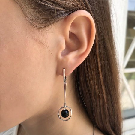 Купить оптом серьги из серебра с ониксами 2340430778 от Krasnoe