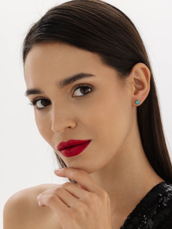 Купить оптом пусеты из серебра с турмалин синт.ами 2340085887-1-78 от Krasnoe